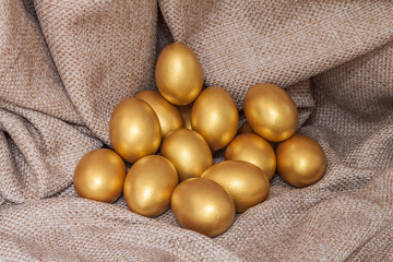 Heap of golden easter egg