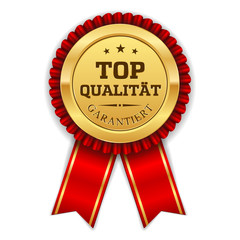 Goldener Top Qualit&auml;t Siegel Mit Roter Scherpe