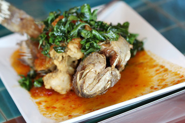 spicy fish fried, Thai food