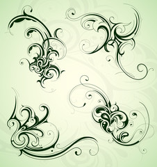 Fototapeta premium Floral swirls set