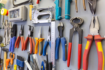 Tools hanging on the board