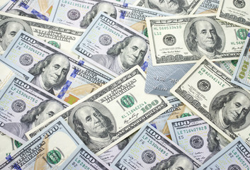 Money pile and plastic card