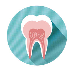 tooth icon with long shadow effect