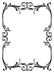 calligraphy penmanship curly baroque frame black