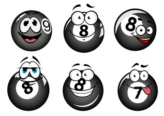 Funny smiling pool and billiard balls