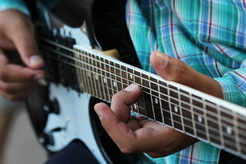 close up guitar ,play music concept