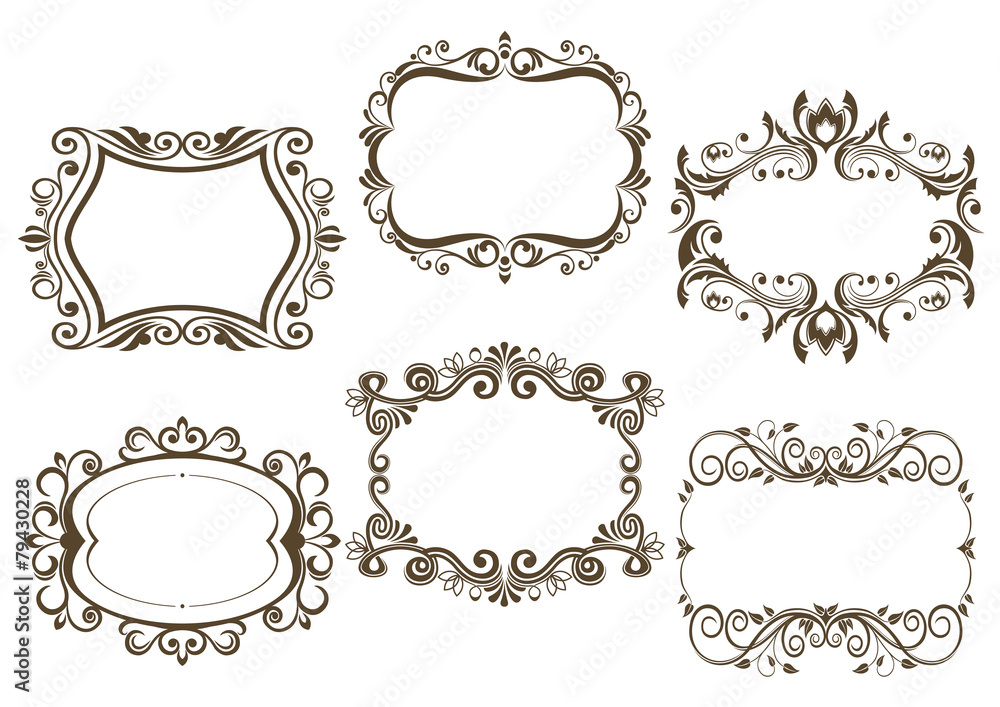 Poster retro vignettes and frames set