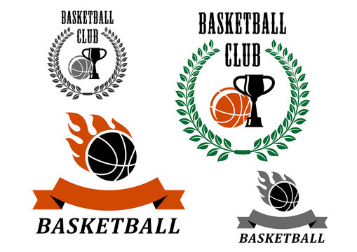 Basketball game emblems and symbols