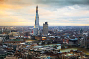 LONDON, UK - AUGUST 9, 2014. London's panorama in sun set