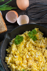 fresh scrambled egg with parsley