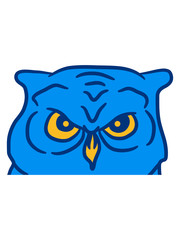 Cool Blue Evil Comic Book Owl