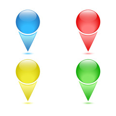 Set of colored checkpoints, navigation pins