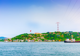 tanker crossing the Bosphorus channel in Istanbul Turkey