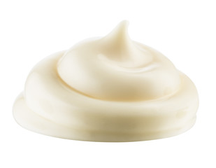 Handful of mayonnaise. Swirl on white background. Clipping path.