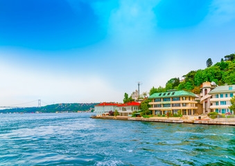 Obraz premium old houses across Bosphorus channel at Istanbul Turkey