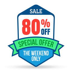 Special offer save tag for online shop in flat design. Use on