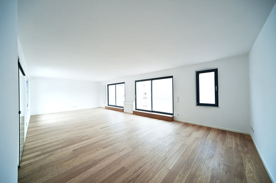 modern architecture. large spacious room, illuminated by natural