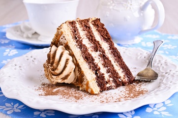 Brown cake with cream