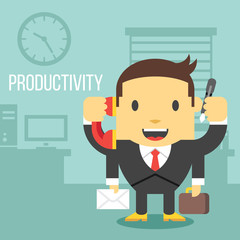 Office worker with four hands.