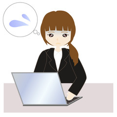 パソコンの前の女性