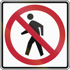United States traffic sign - No pedestrians