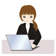 パソコンの前の女性