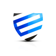 Niebieska ikona e-tarczy - obrazy, fototapety, plakaty