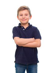 Happy little boy isolated on white background