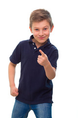Happy little boy isolated on white background