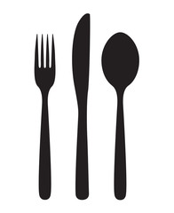 monochrome illustrations set of knife, fork and spoon