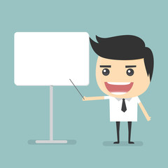 Businessman presentation with whiteboard