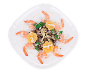 Shrimp salad with mushrooms