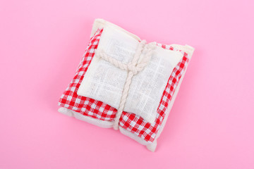 Red and white sachet