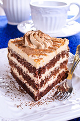 Brown cake with cream