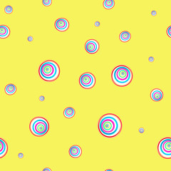 colored rings on a yellow background