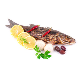 Grilled seabass with vegetables