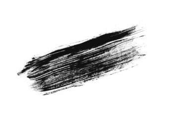 Stroke (sample) of black mascara, isolated on white macro