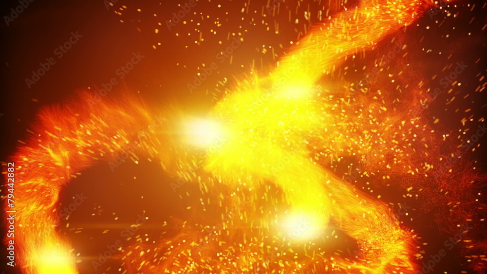 Poster fireballs and spaks rushing loopable background