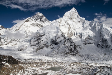 view of the Everest and Nuptse from Kala Patthar