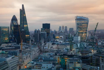 Schilderijen op glas LONDON, UK - AUGUST 9, 2014. London's panorama in sun set © IRStone