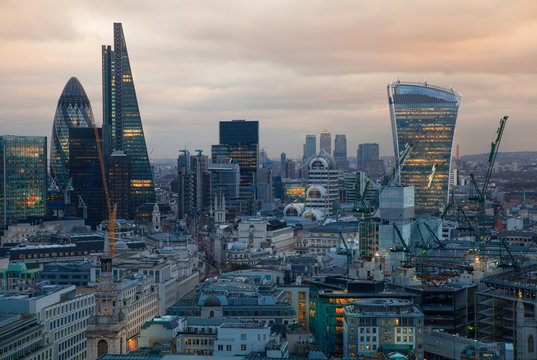 LONDON, UK - AUGUST 9, 2014. London's panorama in sun set