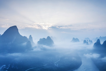 sky,mountains and landscape of Guilin