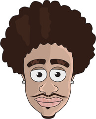 Black man head vector cartoon icon