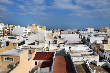 View of the downtown area of olhao city, portugal.