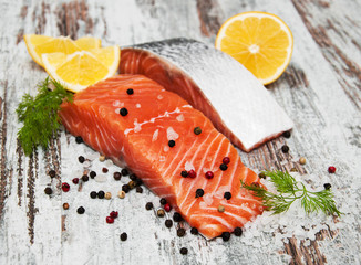 portions of fresh salmon fillet