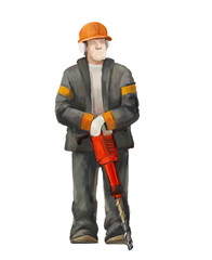 Jackhammer worker illustration