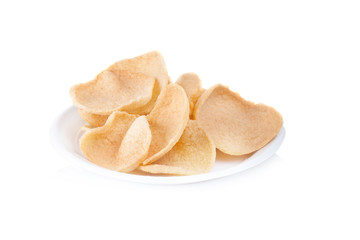 Thai crisp rice on white background