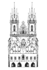 Fototapeta premium Prague cathedral, sketch collection