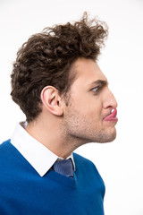 Obraz premium Portrait of fun man with tongue hanging out