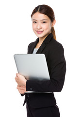 Businesswoman hold with notebook computer